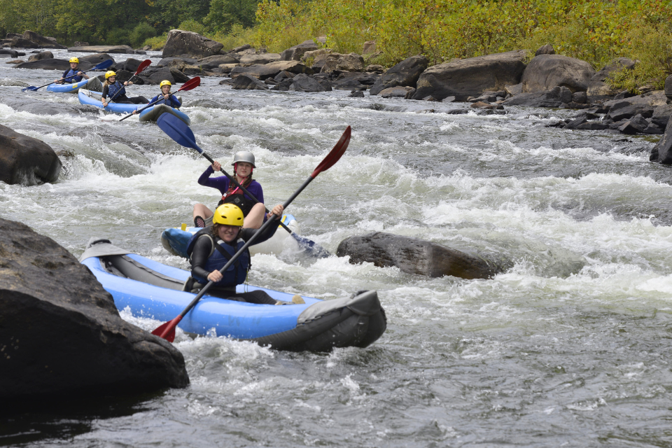 Students paddle the Cheat River on a Guided Trip.
